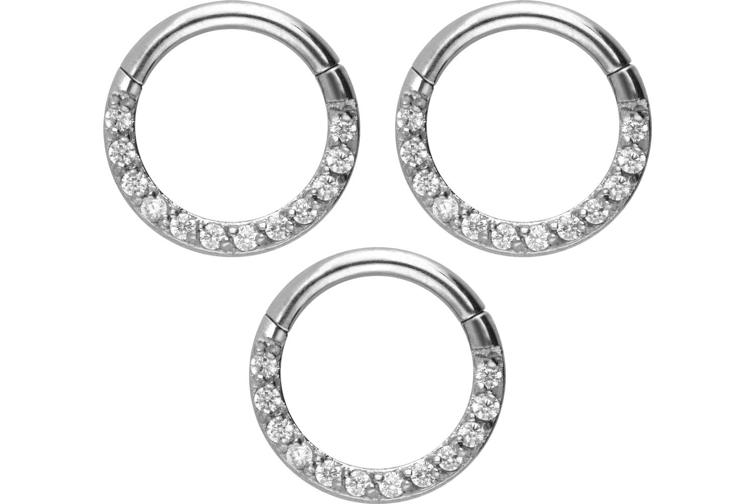 SET Chirurgenstahl Segmentring Clicker Piercing EINGEFASSTE KRISTALLE